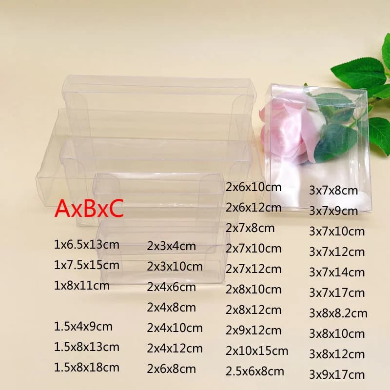 Boîtes transparentes ABC en PVC, 100 pièces, pour emballage de bijoux, boîte-cadeau de bonbons de mariage, de noël, boîtes de rangement en