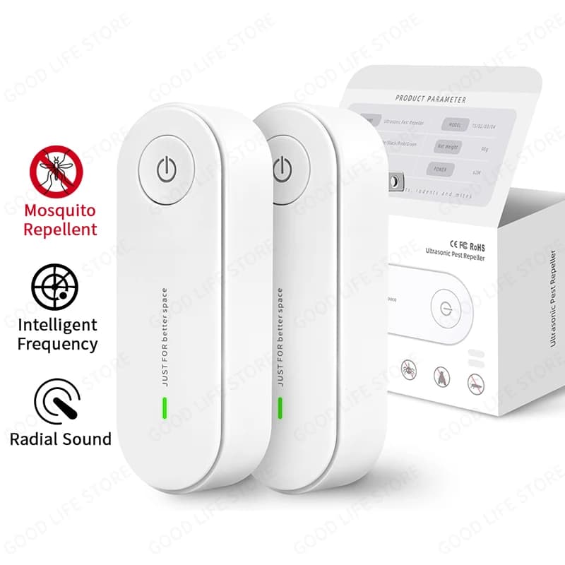 Répulsif anti-insectes ultrasonique, 2 paquets, répulsif électronique contre les moustiques, souris, araignée, cafards, Insecticide, lutte