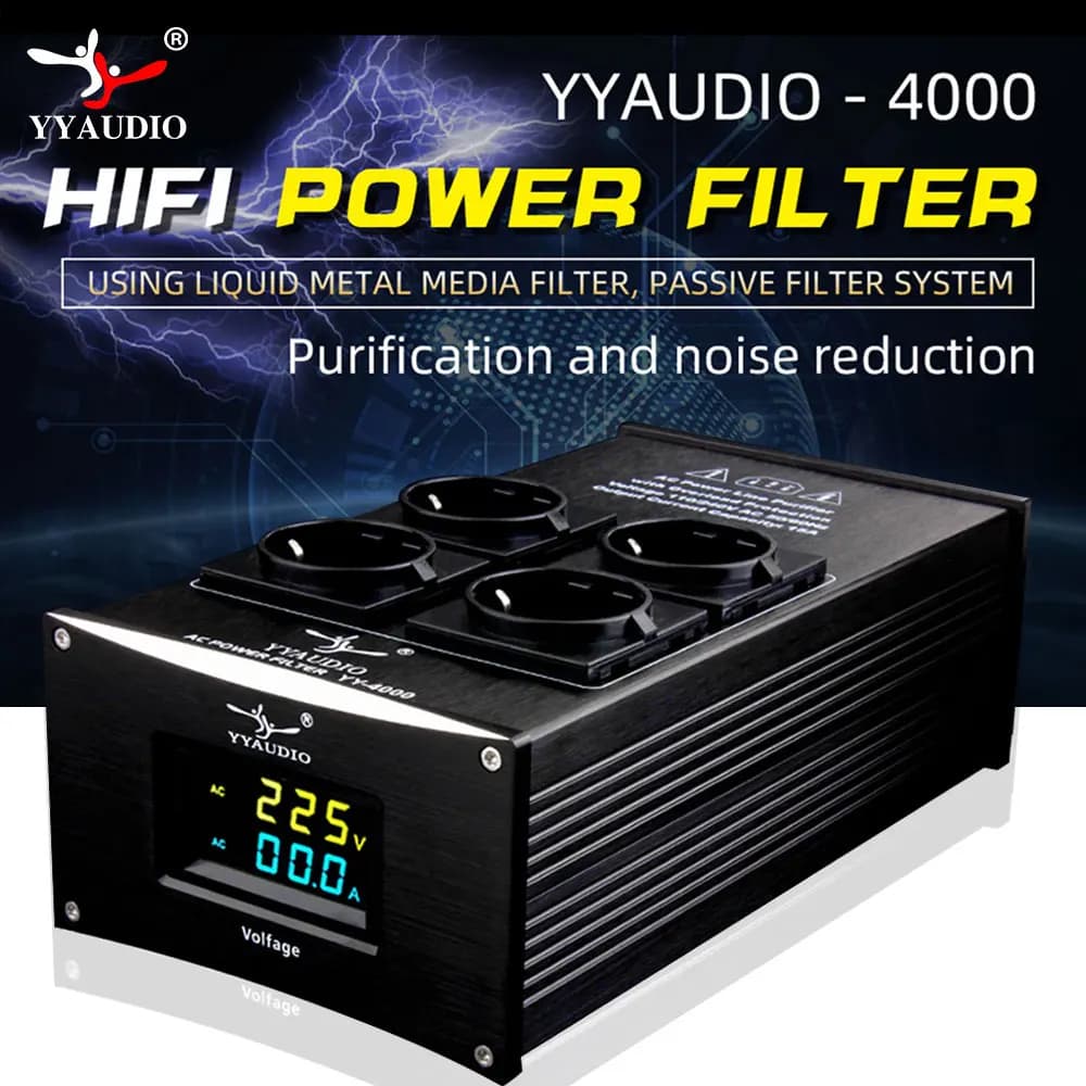 YYAUDIO HiFi Audio bruit filtre d'alimentation ca climatiseur de puissance purificateur de puissance Protection contre les surtensions avec prises ue