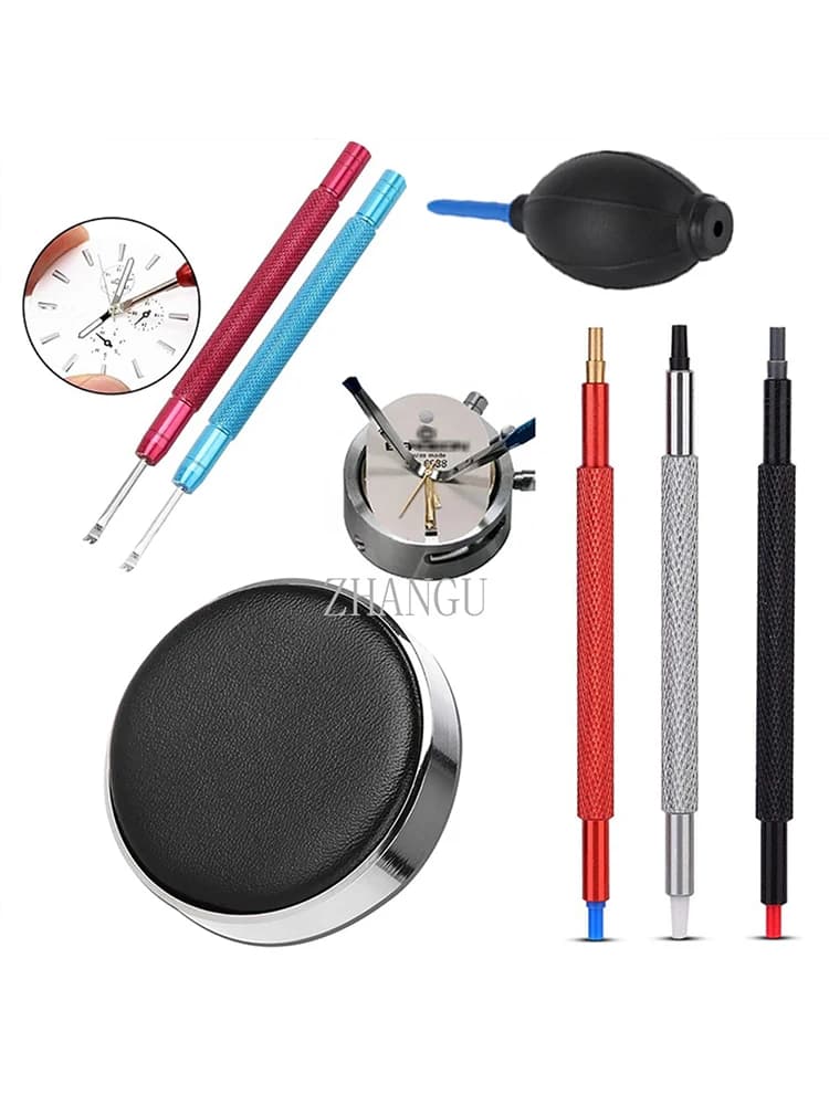 Kits de réparation de montres, souffleur en caoutchouc et tampons de protection contre la poussière, stylo aiguille, brosse de nettoyage, ensemble
