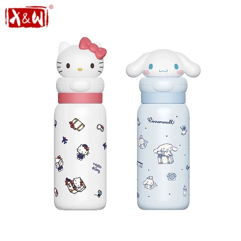 Sanrio – tasses à paille en acier inoxydable de 400ml, tasse thermos avec corde de levage, Hello Kitty My Melody, bouteilles d'eau portables pour