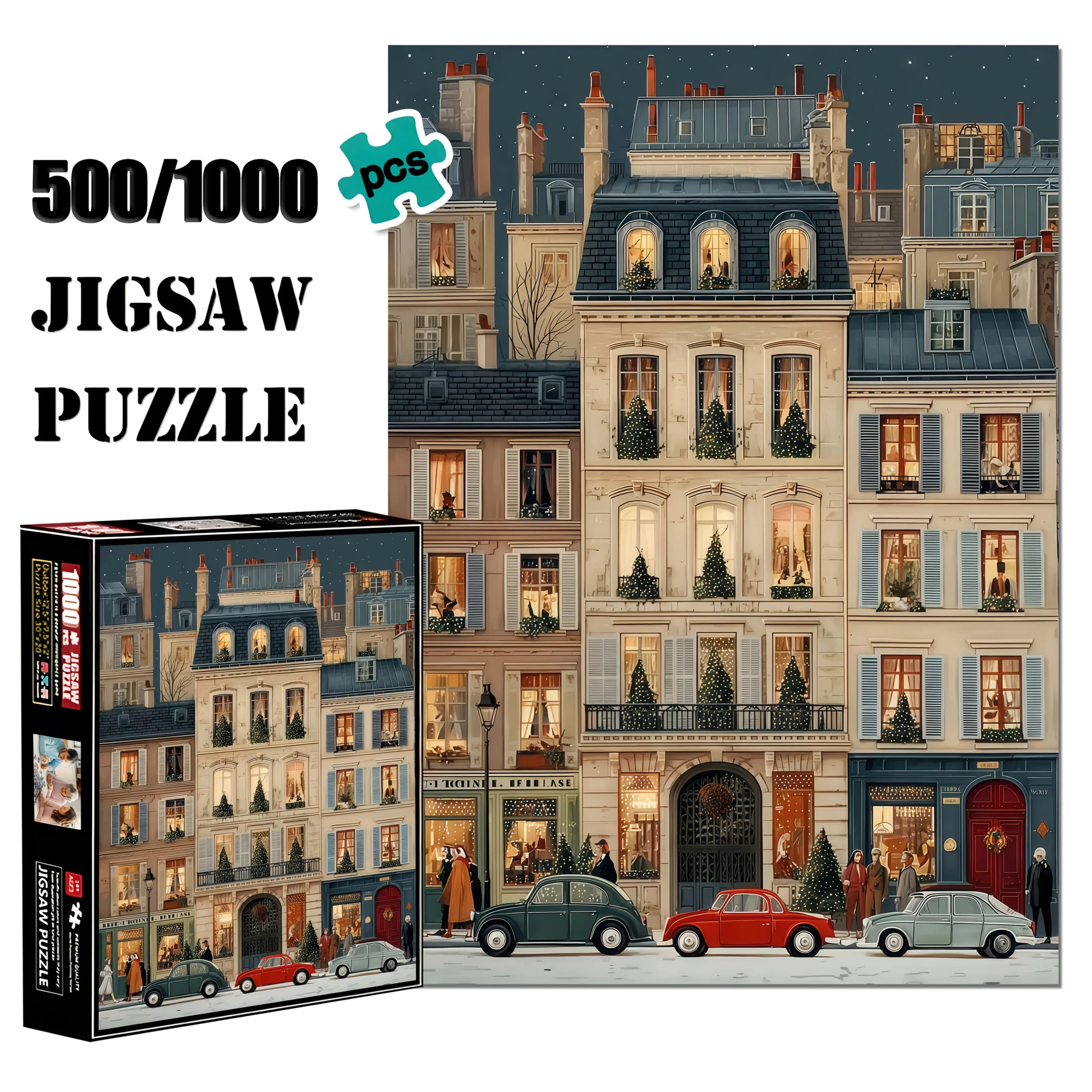 1 boîte 500/1000 pièces Puzzle de ville européenne Puzzle en papier épais, jouet jeu adulte cadeau famille jeu interactif Puzzle bricolage