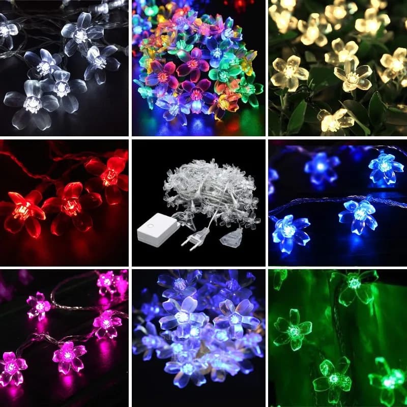 Guirlande de fleurs de cerisier 10/20M, guirlande lumineuse féerique d'intérieur, décoration de noël, 200led, pour mariage, décorations de fête