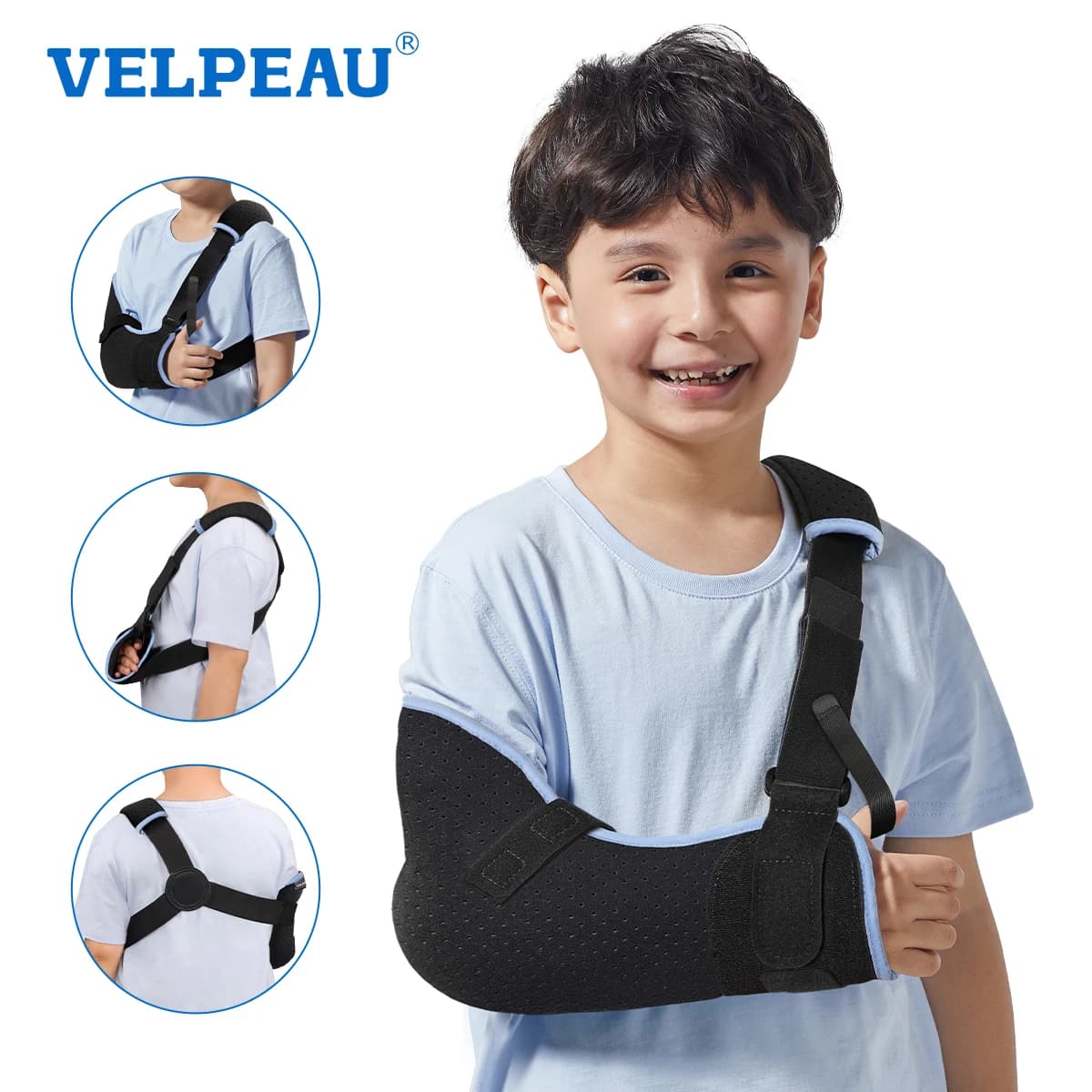 VELPEAU Écharpe de bras pour enfants médicale pour la fixation de l'avant-bras et les soins postopératoires, support d'épaule respirant pour
