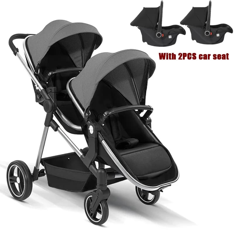 STOCK ue léger et pliable pour embarquer la poussette de bébé jumeaux 3 en 1 avec siège auto, landau multifonctionnel pour double