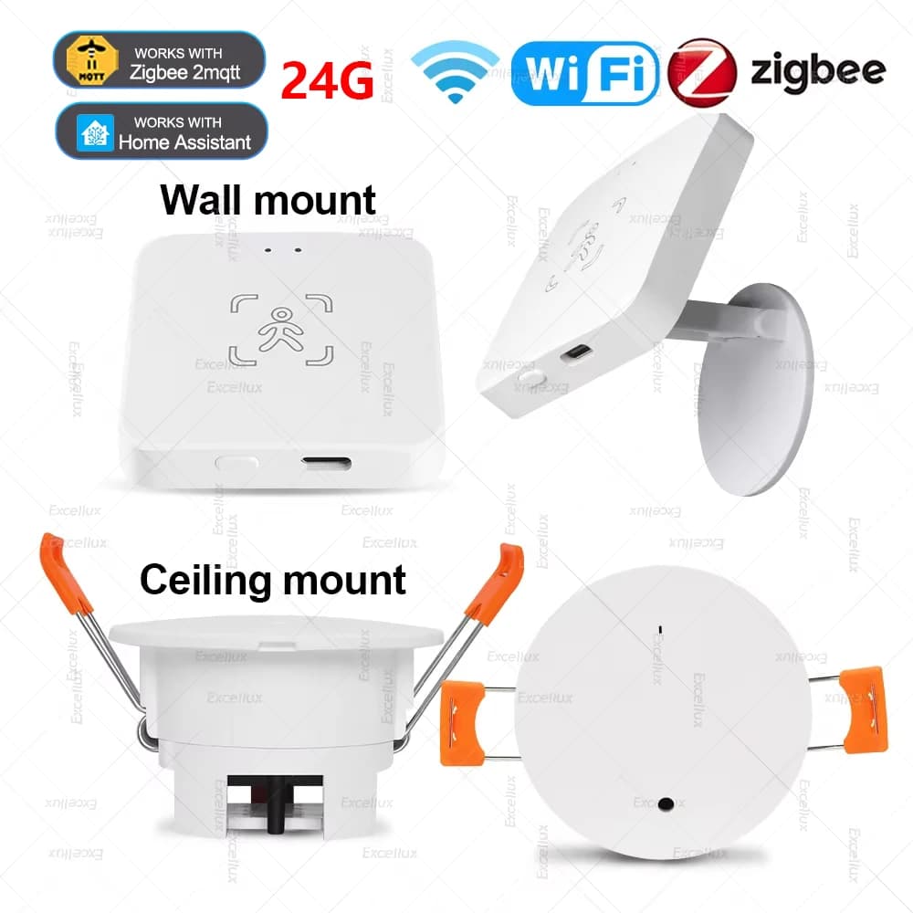 Capteur de présence humaine Zigbee/WiFi 24G, détecteur de Radar MmWave avec capteur de Luminance, domotique intelligente, fonctionne avec