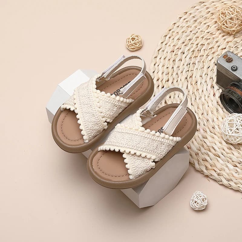 Chaussures de plage style ethnique pour filles, sandales décontractées pour enfants, semelle souple, mode princesse rétro pour enfants, été,
