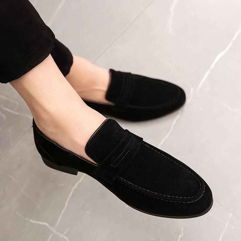 Chaussures Oxfords en Cuir Suédé pour Homme, Mocassins Décontractés, à Enfiler, de Luxe, pour Bureau, ixde Mariage, Noirs
