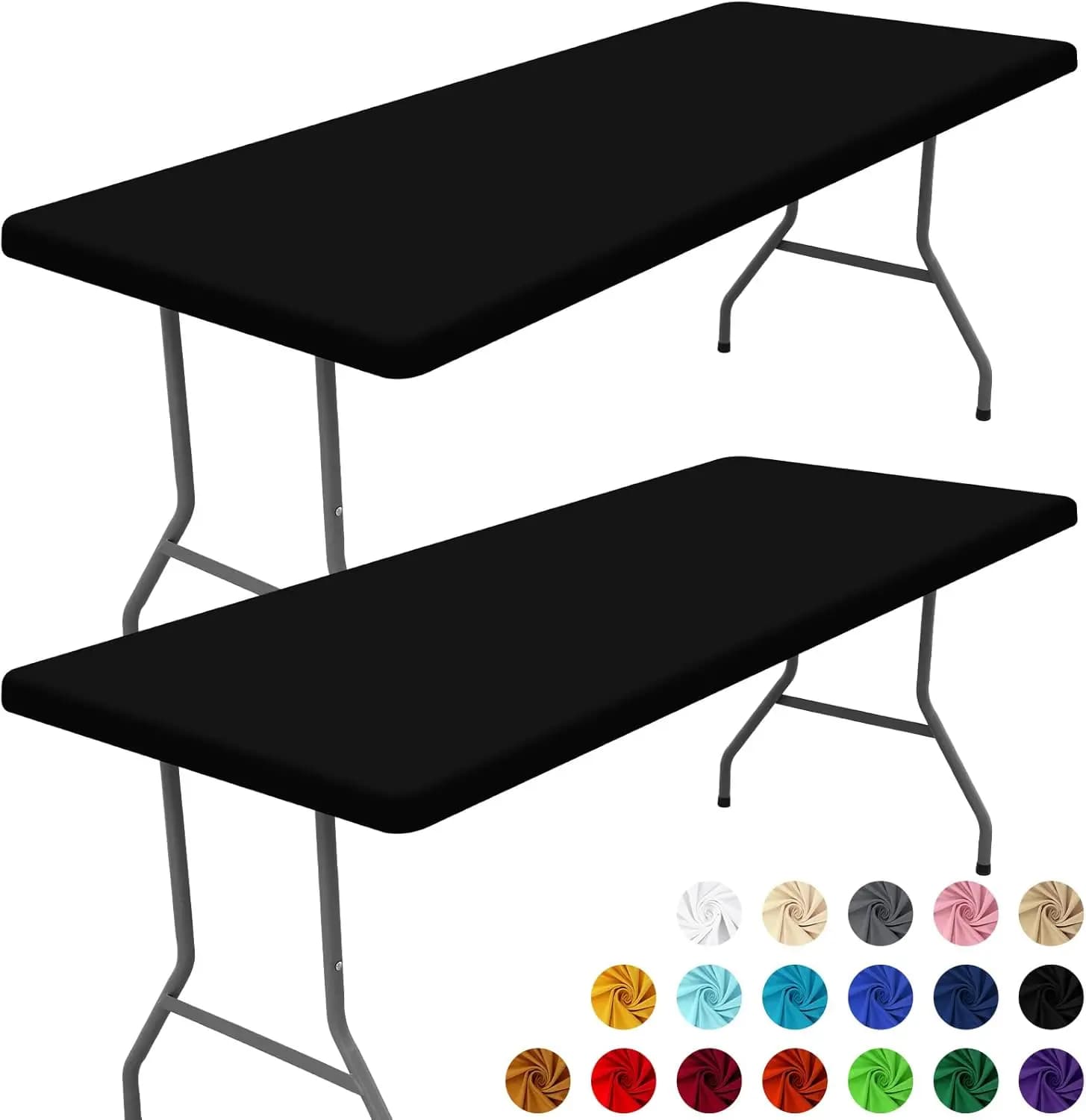 Nappe extensible en Spandex, 2 pièces, couverture de Table de pique-nique ajustée, lavable, pliante, rectangulaire, en Polyester