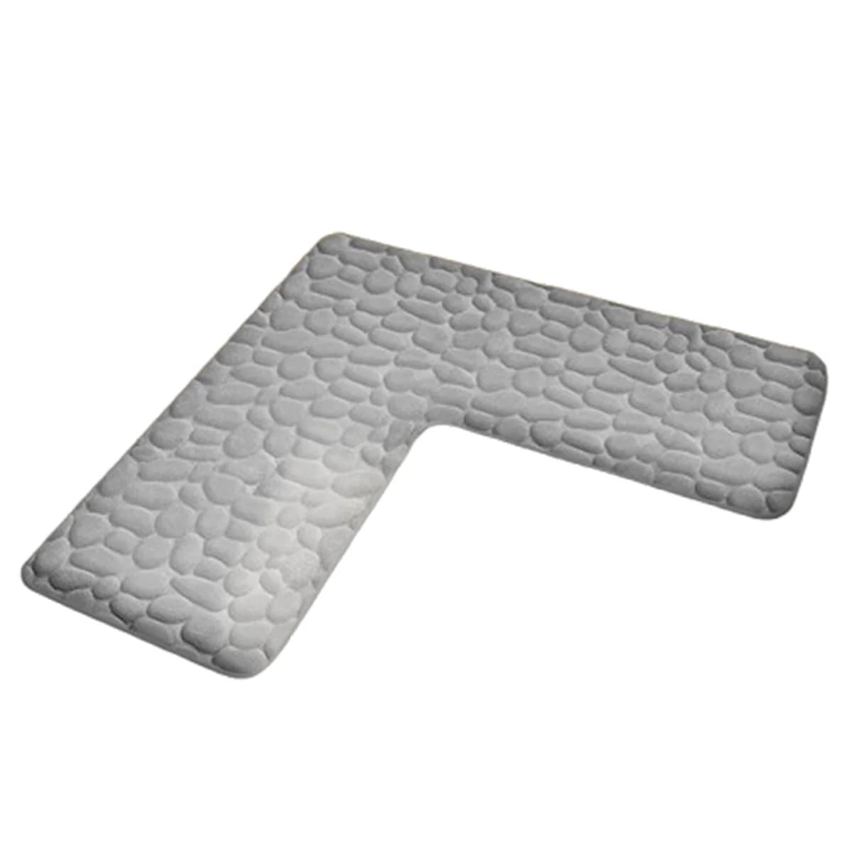 Tapis de sol absorbant en flanelle en forme de L, couleur unie, pour porte de salle de douche, antidérapant, épais, pour toilettes, entrée