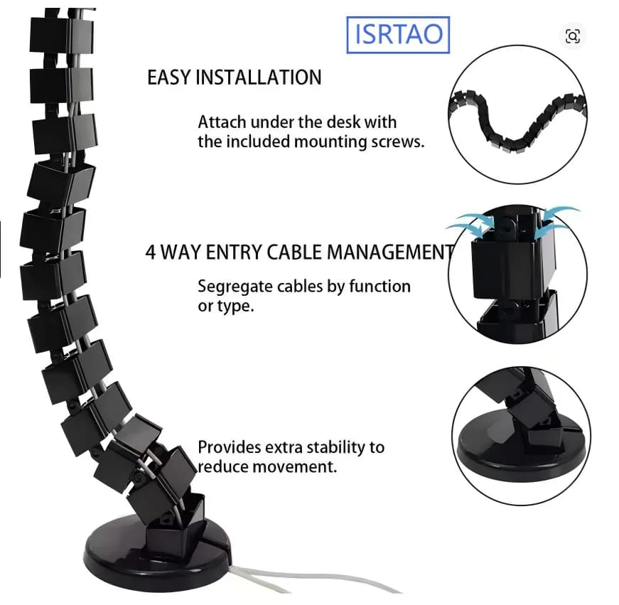 ISRTAO sous le bureau plateau de gestion des câbles serpent organisateur de câbles poste de travail câble colonne vertébrale système de gestion