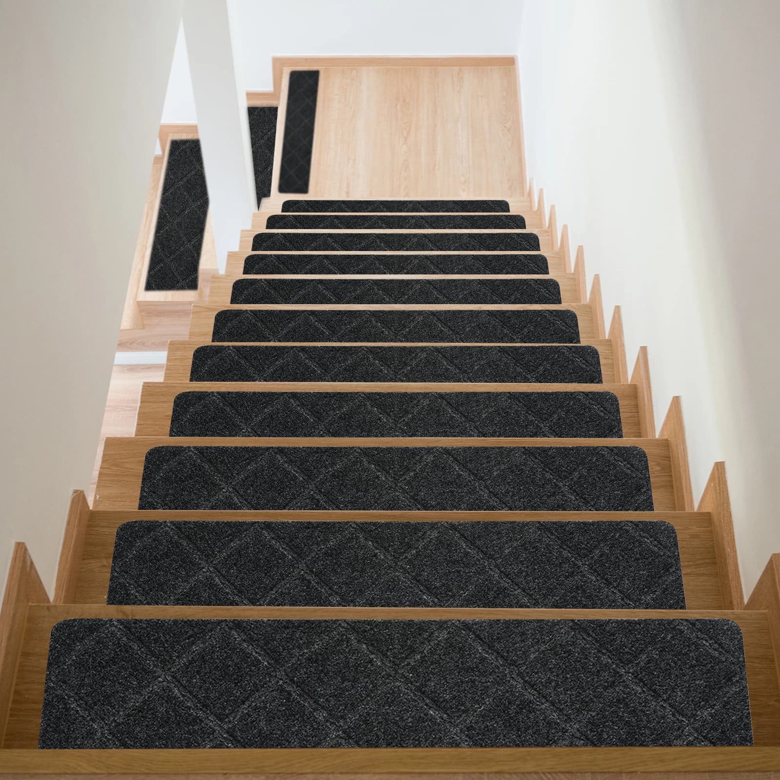 Marches d'escalier coordonnantes en bois pour enfants, marche intérieure sûre pour animaux de compagnie, tapis de sol en polymères, 8x30 ",