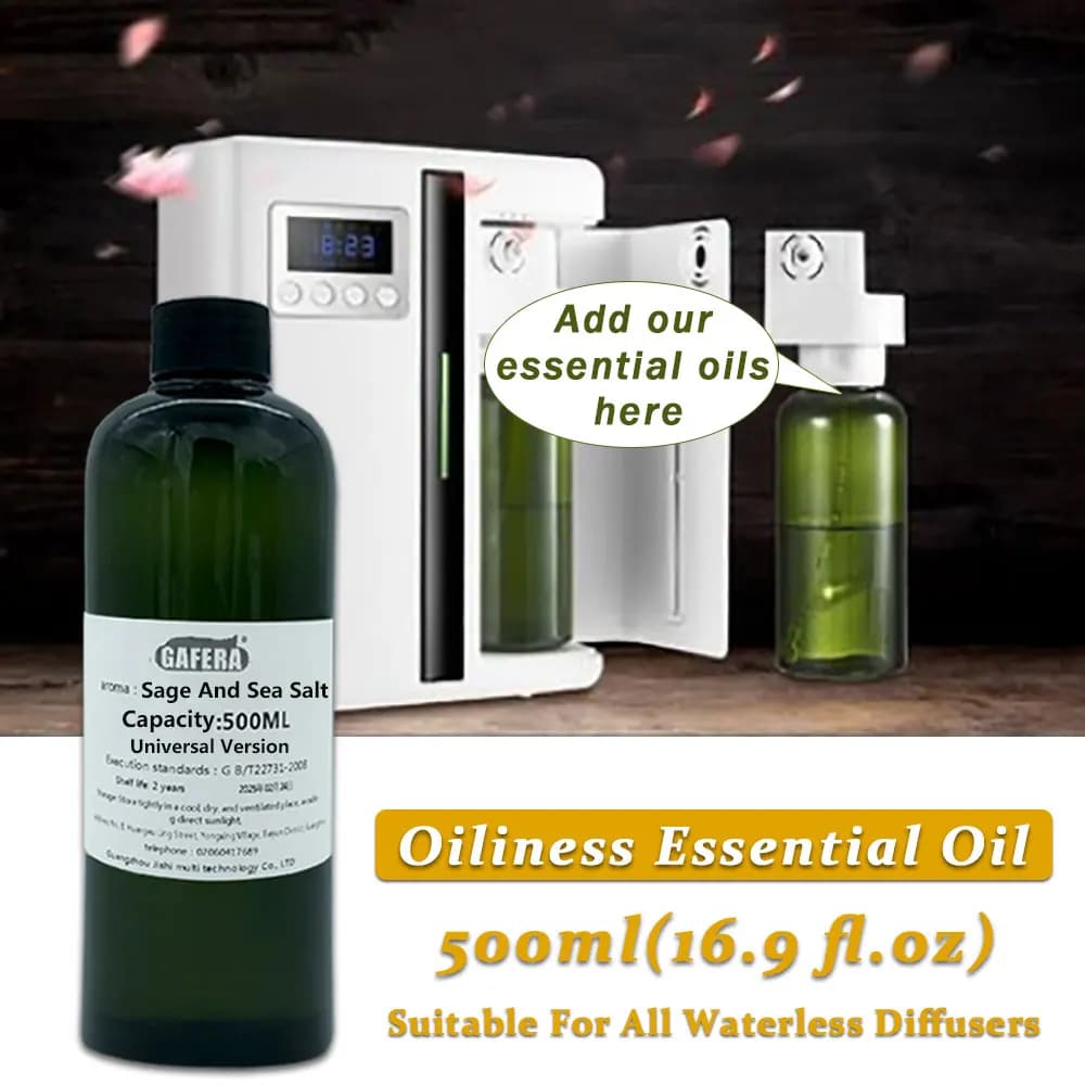 GAFERA 500 ml (16,9 fl.oz) huile essentielle de sauge et de sel de mer-pour tous les diffuseurs sans eau, diffuseur d'hôtel reconstituer l'huile