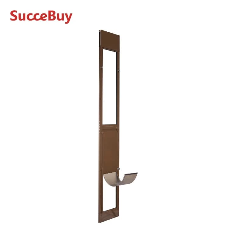 SucceBuy Porte coulissante pour chien en verre, hauteur réglable, cadre en alliage d'aluminium, charnières rotatives, conception avec verrou, porte