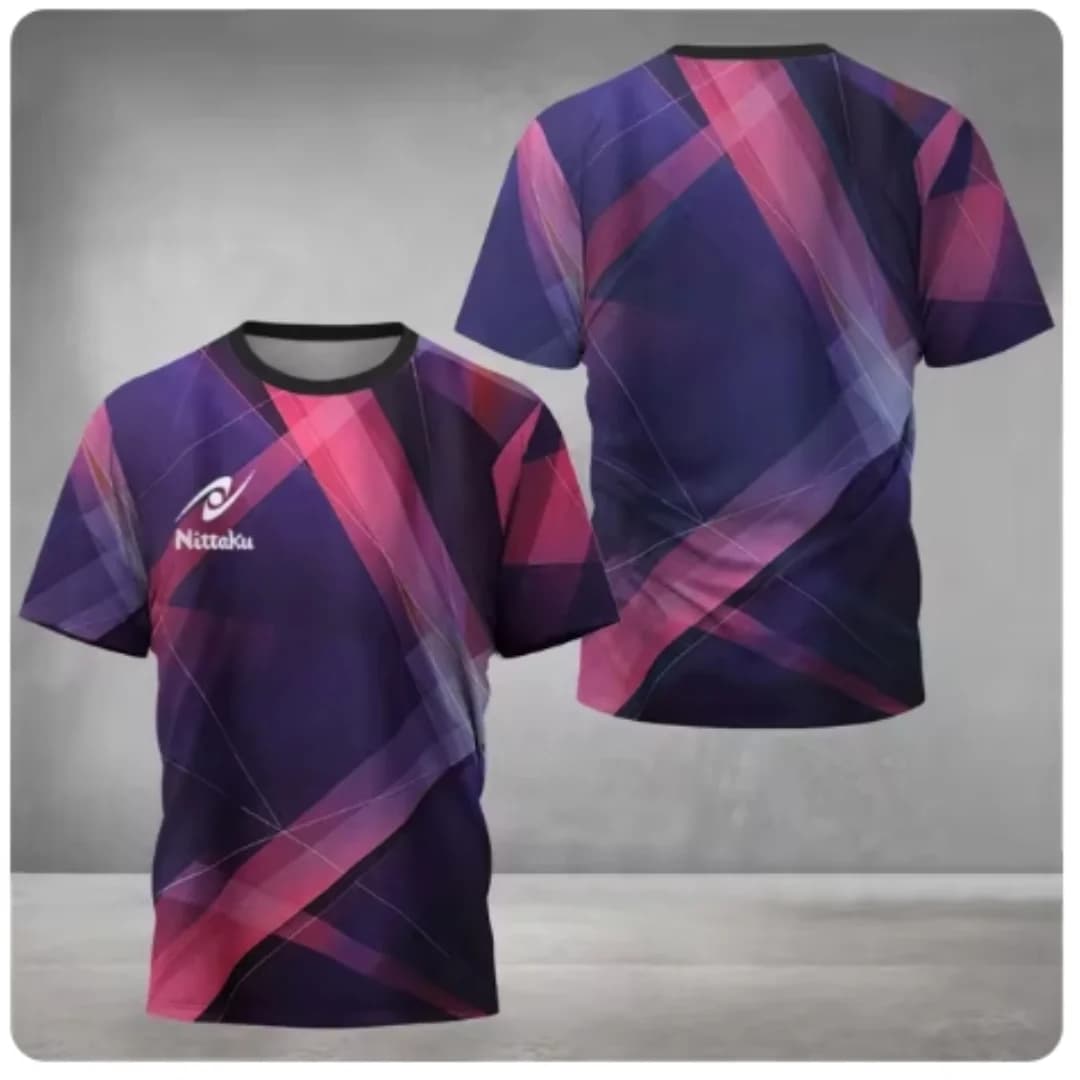 T-shirt de tennis de table Nittaku pour hommes, imprimé Victory Light, T-shirt de sport d'été pour hommes, T-shirt d'entraînement à séchage