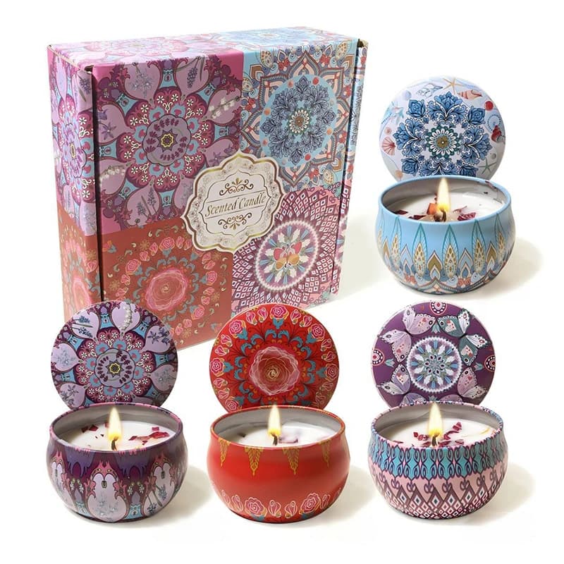 4 bougies parfumées par boîte en cadeau pot de bougie parfumée islamique à motifs arabes bricolage sans fumée Couple bougies parfumées