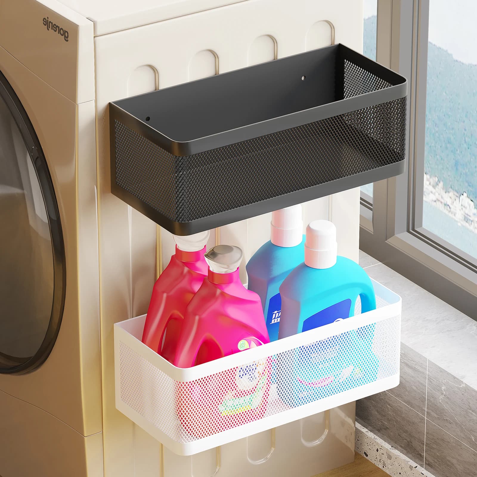 Support de rangement pour machine à laver de balcon, magnétique, installation sans perçage, panier magique de rangement, boîte de poudre de
