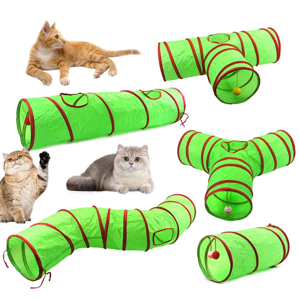 Tunnel de Noël pour animaux de compagnie, tube de jeu amusant, jouets pliables pour chaton, entraînement coule pour chat, fournitures pour animaux