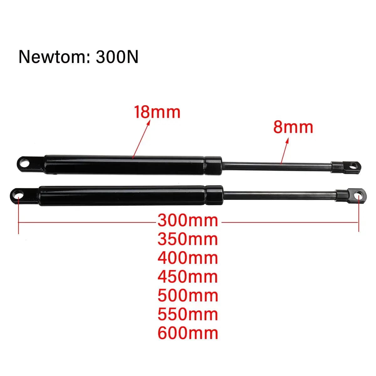 300-600mm 2 pièces 300N voiture entretoises à gaz capot capot coffre hayon choc ascenseur jambe de force barre de Support ressort à gaz Bus lit