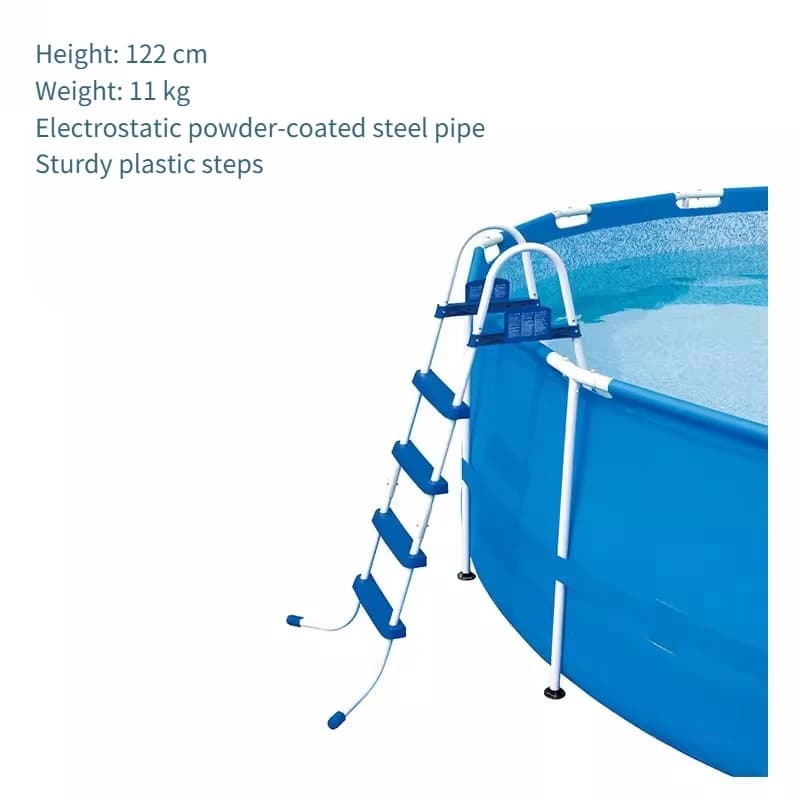 Échelle de piscine universelle double face avec supports métalliques résistants à la corrosion, marches robustes et durables, et installation