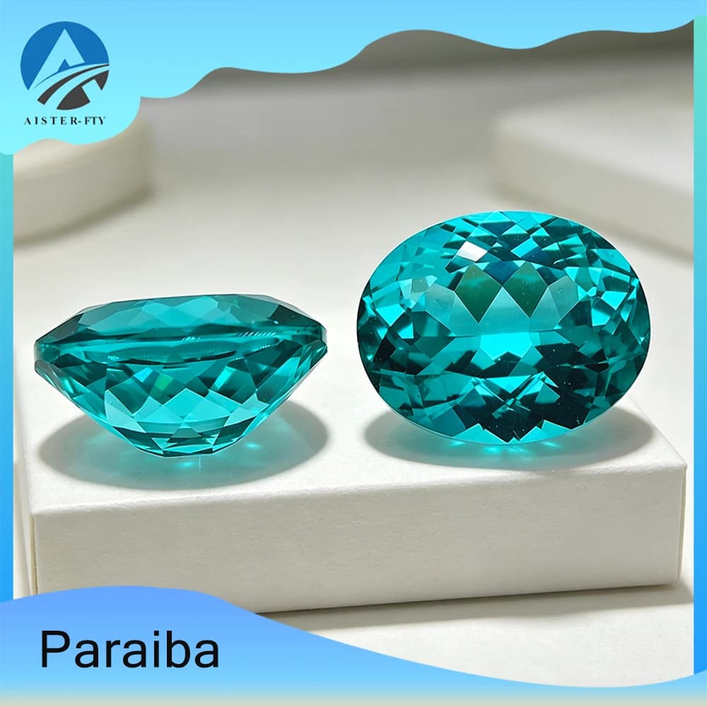 Pierre précieuse en garnet d'yttrium-aluminium (YAG) de couleur Paraiba, taille ovale, en vrac – Pierres de diamants de laboratoire pour la