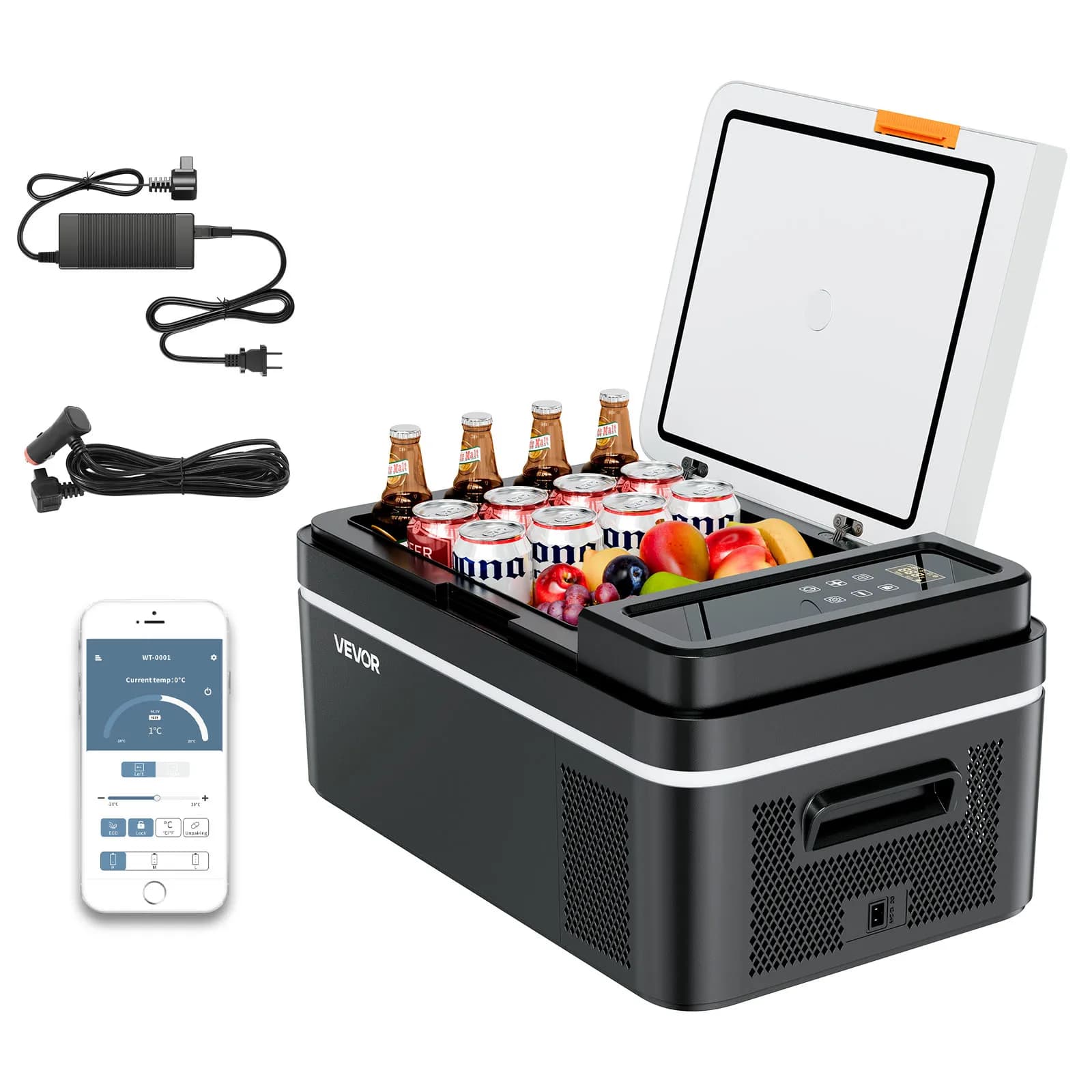 Succebuy Glacière Portable 15-55L avec Compresseur Électrique 12V/24V DC 110-240V AC, Réfrigérateur Congélateur pour la Maison