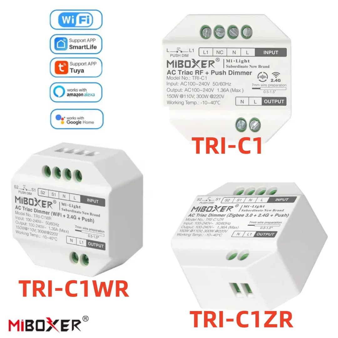 Ata Boxer TRI-C1/ TRI-C1WR/ TRI-C1ZR AC Triac Gradateur RF Push Gradateur 110-240V App/Voix/Télécommande pour LED Ampoule Lumières