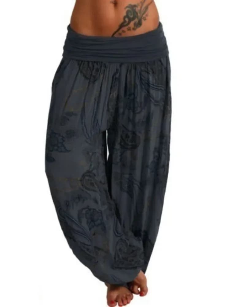 Pantalon large imprimé pour femme, pantalon long décontracté, à la mode et artistique, pantalon rétro Harlan, adt