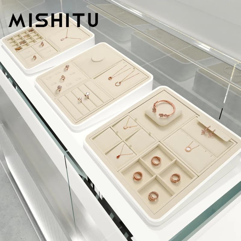Missitu – boîte de rangement pour bijoux en microfibre, présentoir pour bagues, boucles d'oreilles, montres, bijoux en diamant