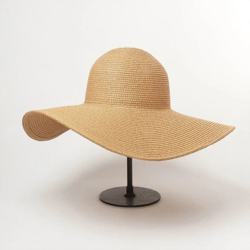 Été couleur unie mode strass 14cm surdimensionné chapeau de soleil dames plage crème solaire chapeau de paille voyage pliable Uv Panama vente en