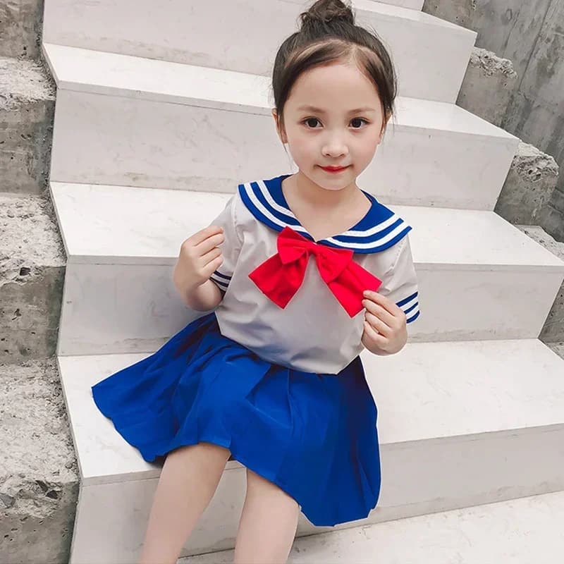 Costume de cosplay Anime Sailor Moon pour enfants (G875) : Costume d'Halloween pour filles avec jupes Chibiusa, style d'été léger – Idéal