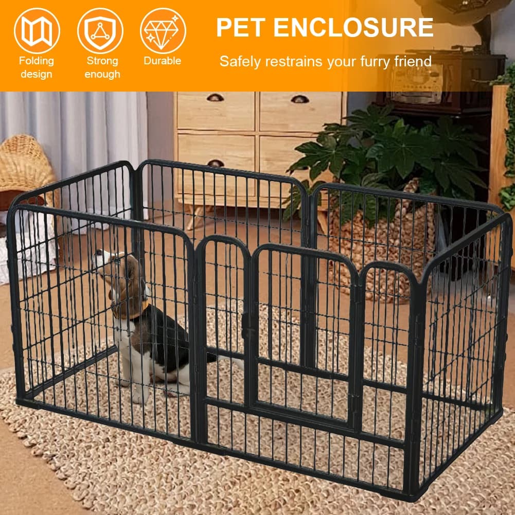 Clôture pliable pour chien, 120x60x60cm, 6 panneaux, parc d'exercice pour animaux de compagnie, Cage en acier inoxydable, grand chenil pour chien,