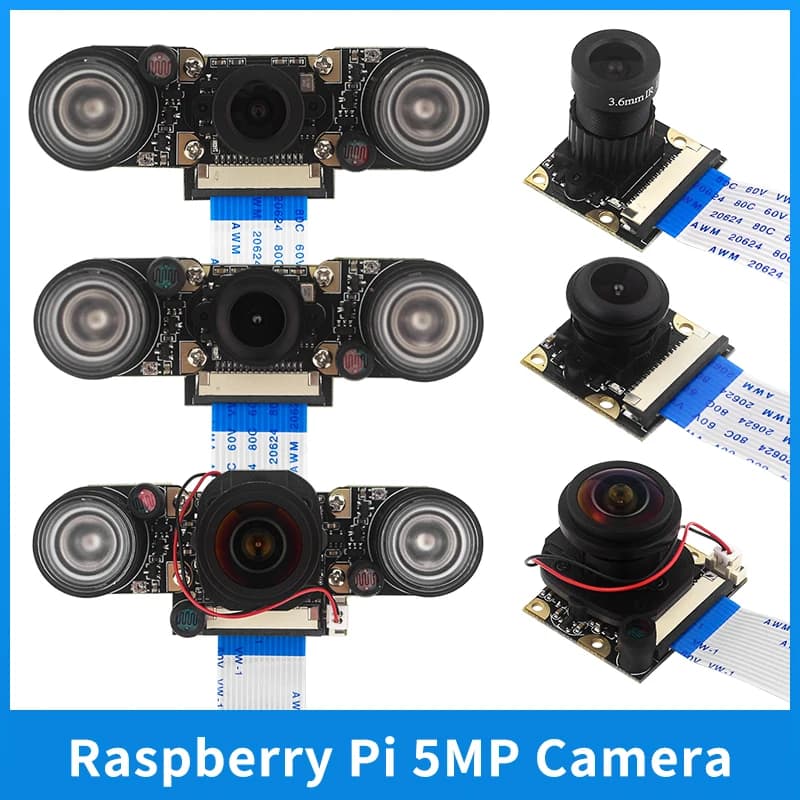 Caméra de Vision nocturne Raspberry Pi avec 2 lumières infrarouges 5MP OV5647 Webcam 75 175 caméra IR-CUT pour Raspberry Pi 4B 3B + 3B Zero