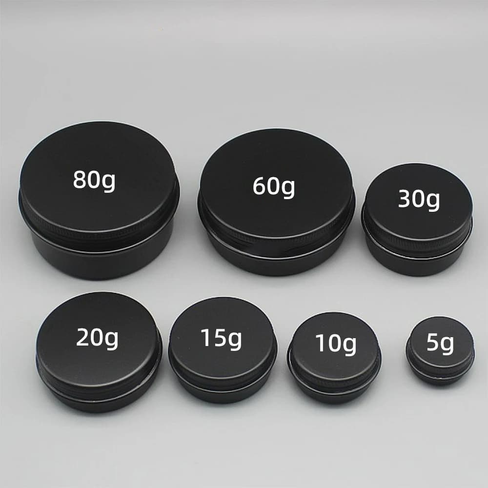 Boîte à cosmétiques en aluminium africain noir, boîte veds argentée, 18 canettes, boîte en métal rond, pot AfricCeam, 5g, 10g, 15g, 20g, 30g,