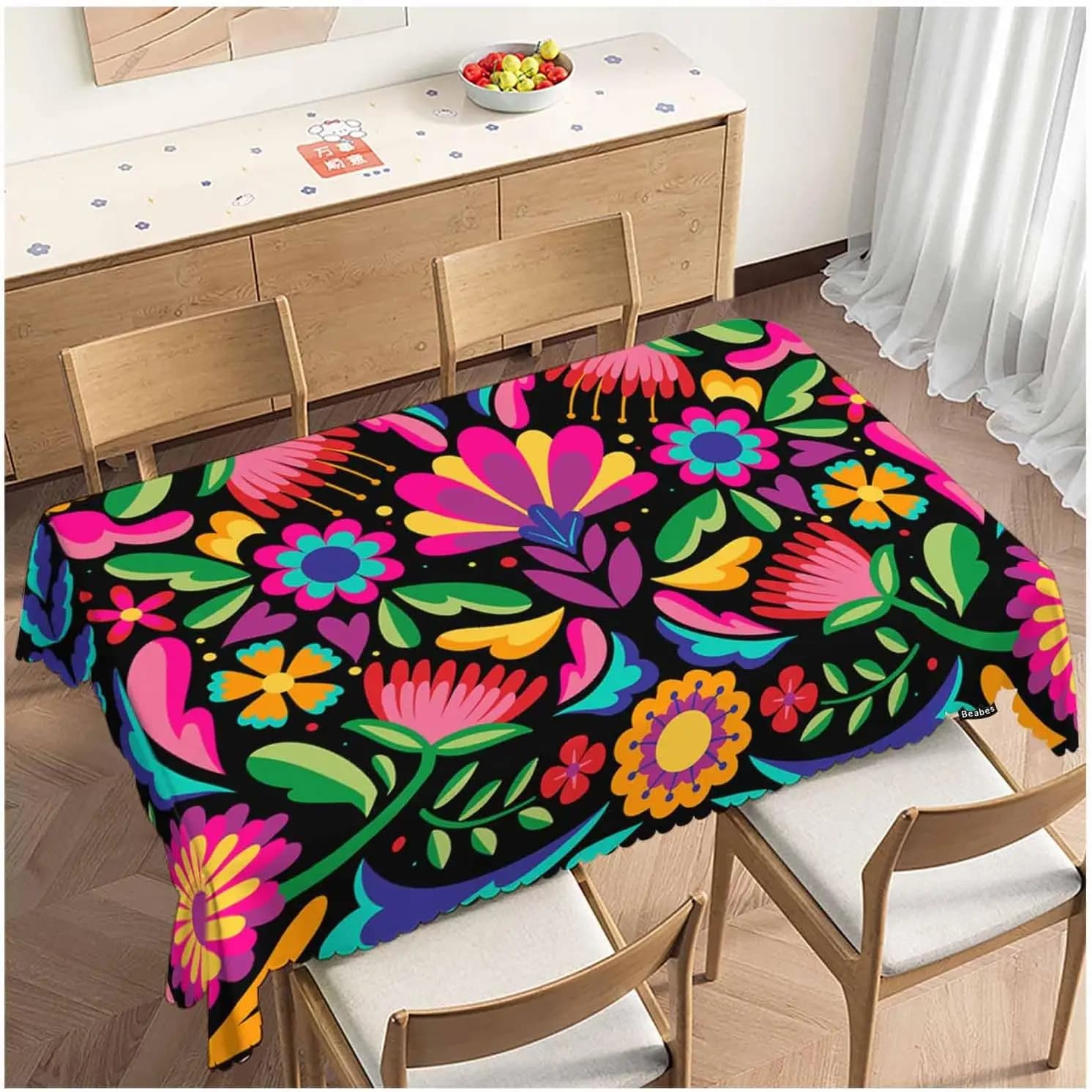 Nappe florale mexicaine du jour des morts, décor DE fête DE Fiesta du mexique, dia DE Los Muertos, décoration DE Table DE cuisine et de salle à