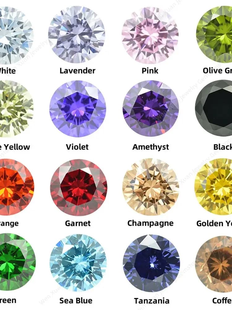 100pcs 0.8～4.0 Round Cut Multi Various colors loose cubic zirconia bead zircon stone aaaaa For Diy jewelry