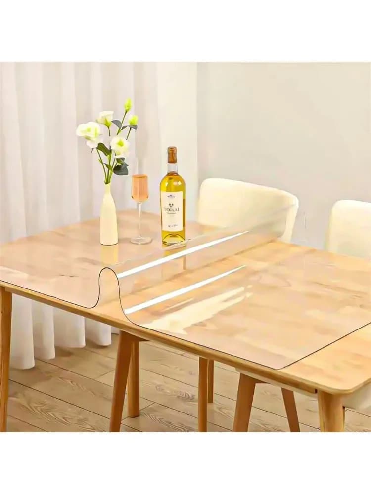 Nappe en PVC transparente de 1,5 mm d'épaisseur, résistante à la chaleur, imperméable et anti-taches pour table de cuisine, plusieurs tailles