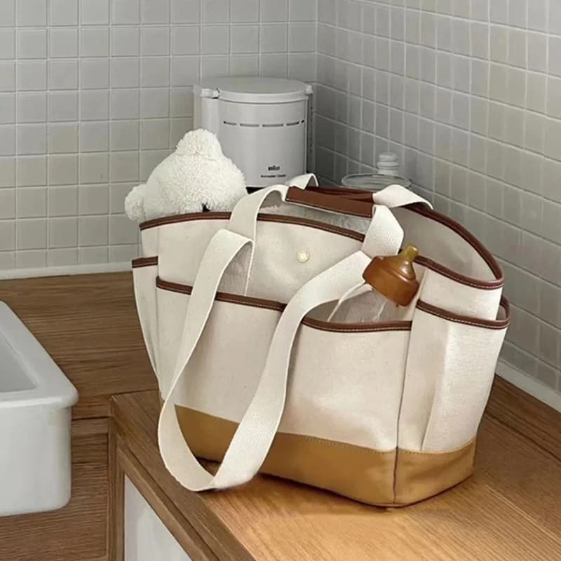 Ins-Sac à couches pour maman et bébé, sac à bandoulière décontracté, grande capacité, extérieur, sac en toile, sac de maternité