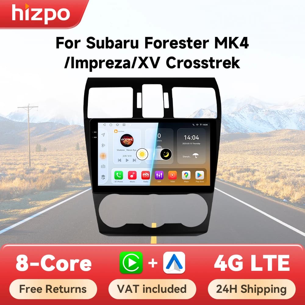 Hizpo-Lecteur d'autoradio Android Carplay, Limitation, GPS, Stéréo, 4G, Subaru Forester, MK4, Impreza, XV, Crosstrek, 2012-2015