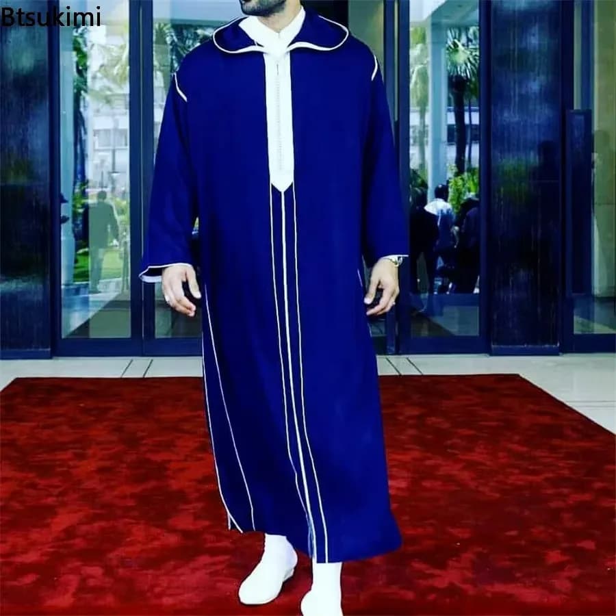 Nouveau 2026 vêtements musulmans traditionnels Eid moyen-orient Jubba Thobe hommes Thobe Robes musulmanes arabes à manches longues cadeaux pour mari