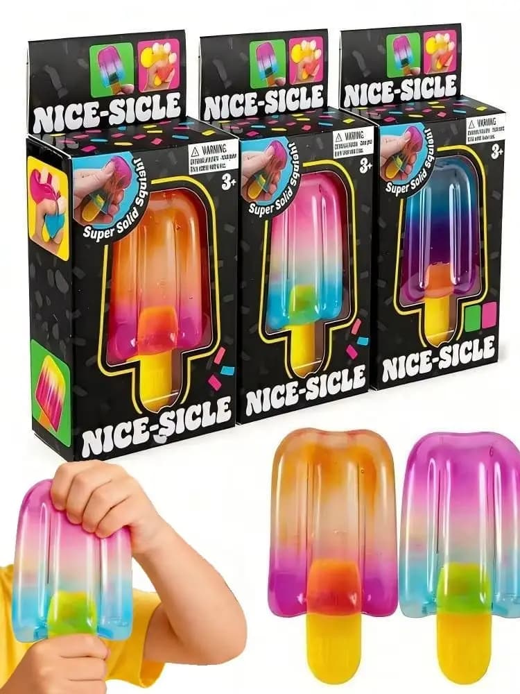 Lot de 1/3 jouets sensoriels anti-stress en forme de cube de crème glacée, jouet à presser portable pour le bureau, la maison et la relaxation