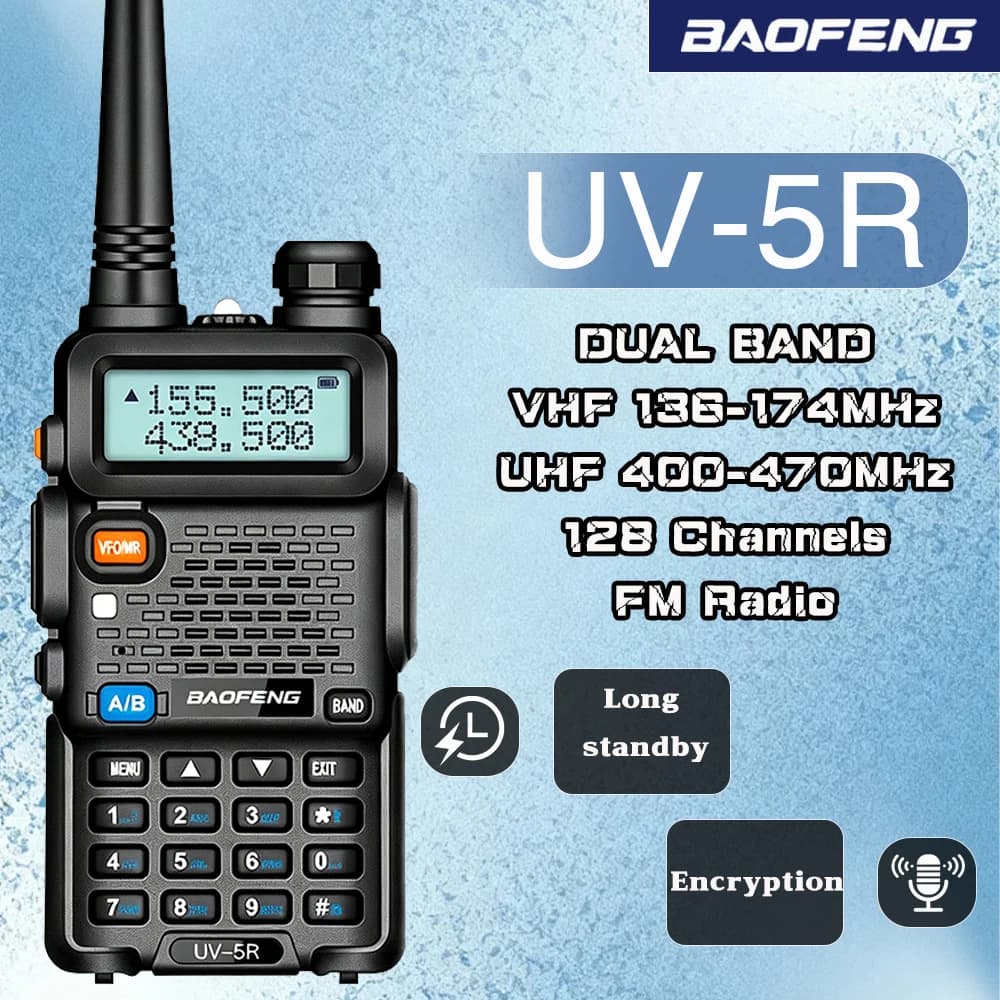 Baofeng UV-5R Talkie-walkie double bande VHF UHF 128CH FM, radio portable avec écouteur pour la chasse, le camping, la sécurité, CE FCC