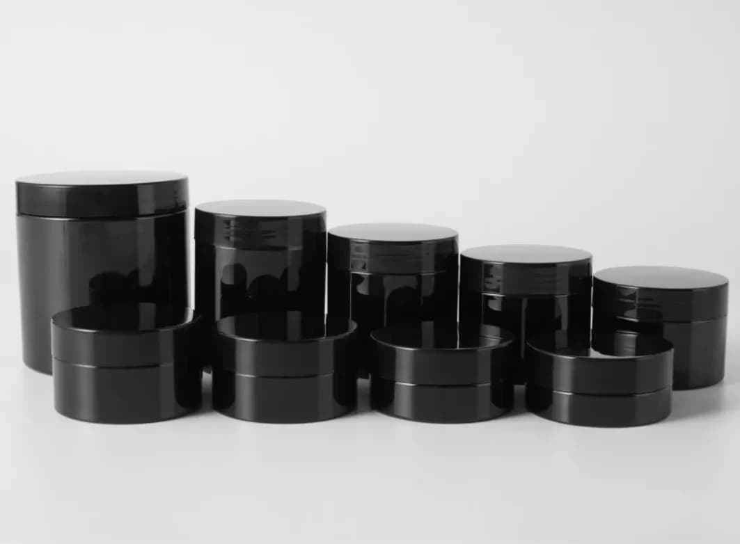 Pot de crème vide en plastique noir, bouteille en PET, emballage cosmétique, pot de crème avec bouchon, 50ml 60ml 80ml 100ml 120ml 150ml 200/250m,