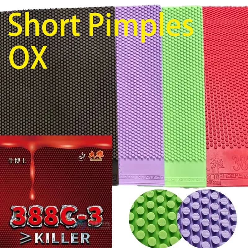 DAWEI 388C-3 388C-2 Pips courts colorés Tennis de Table en caoutchouc boeuf Ping-Pong en caoutchouc sans éponge couverture de Tennis de Table