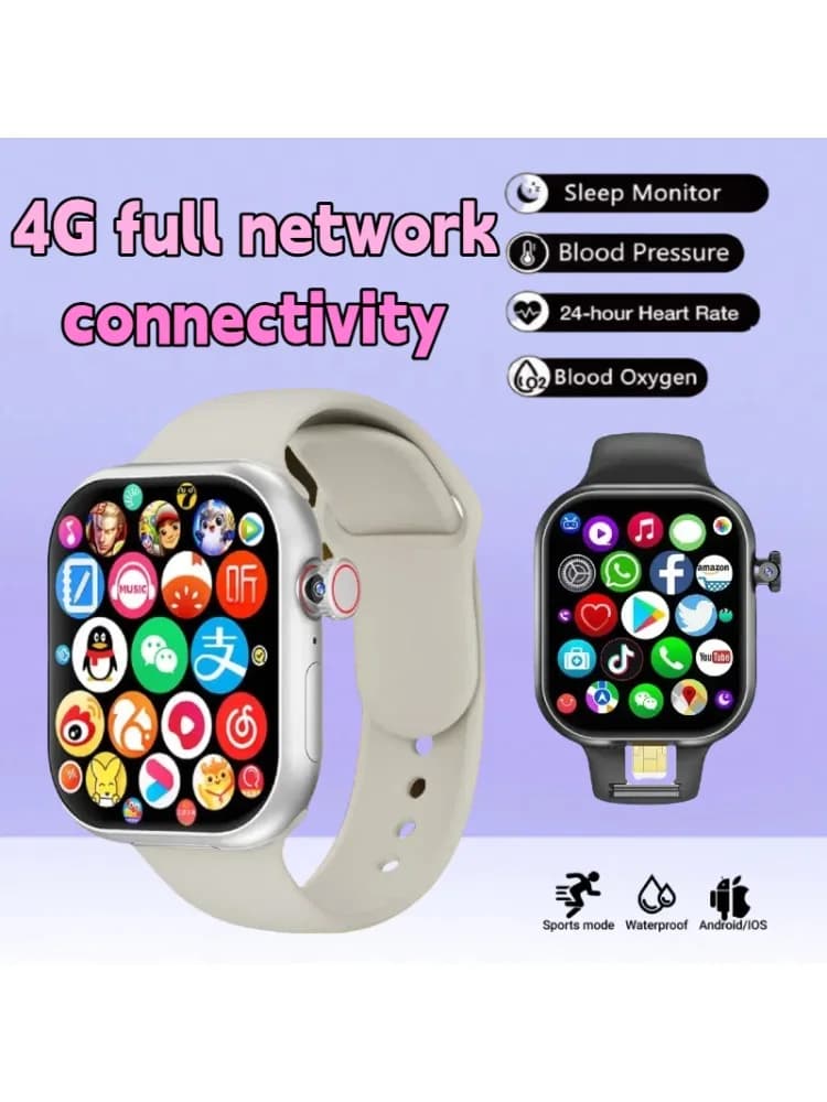 Montre connectée Android VP29 4G, réseau complet, caméra rotative de 2.29 pouces, SIM, GPS, WIFI, NFC, gestion de la santé, Google Play Store