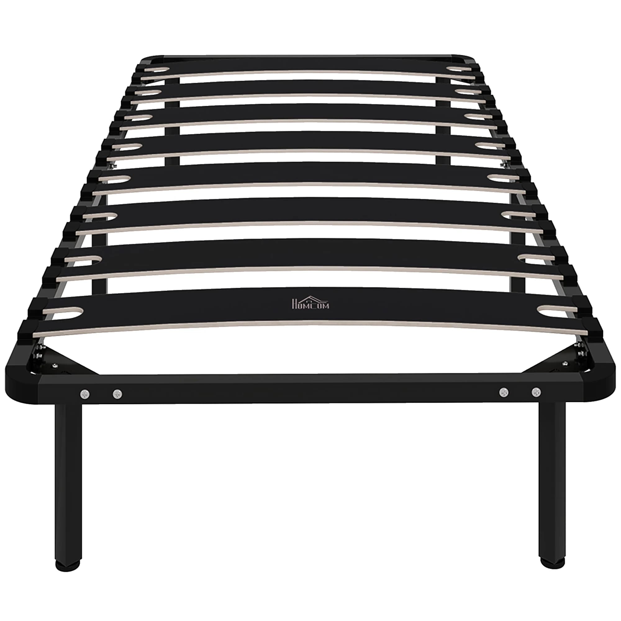 HOMCOM Cadre de lit 90 x 190 cm, lit simple avec sommier à lattes en bois massif et pied, 26 cm de hauteur avec rangement au-des
