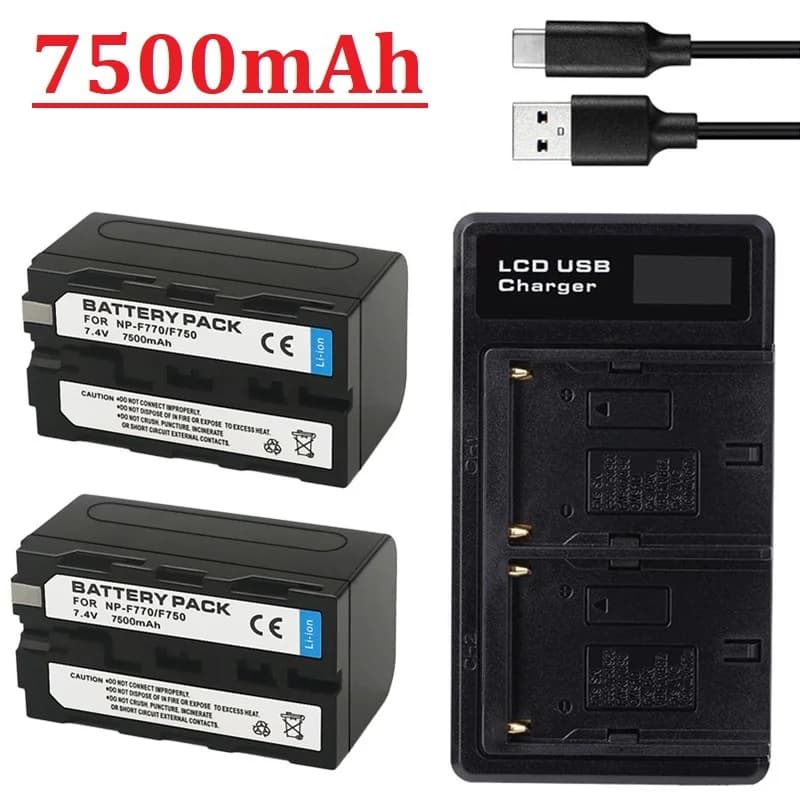 7500mAh NP F750 NP F770 F730 avec chargeur LED pour Sony NP F960 F970 NP-F550 CCD-TRV215 CCD-TR917 CCD-RV100 CCD-TRV58 V1J z1