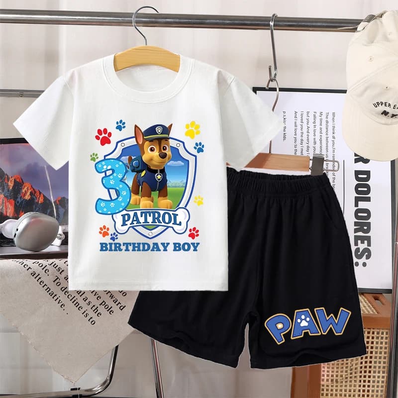 Paw Patrol – ensemble Short à manches courtes pour enfants, 2 pièces, T-shirts et pantalons mignons, dessin animé, vêtements d'été à la mode