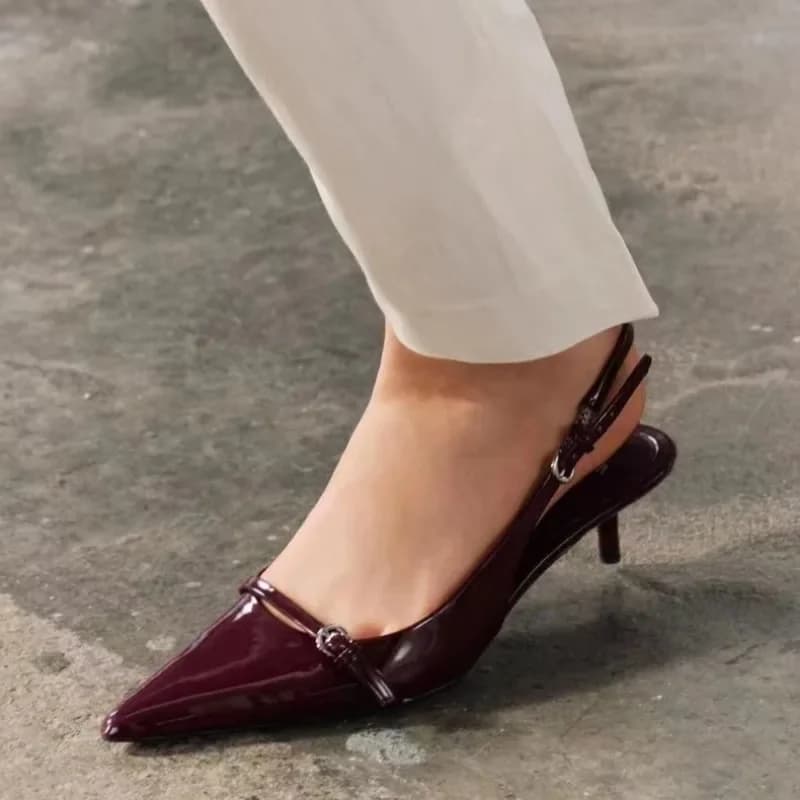 Baotou – sandales d'été pour femmes, mode, tête pointue, bouche peu profonde, boucle en métal, antidérapantes, résistantes à l'usure, talons
