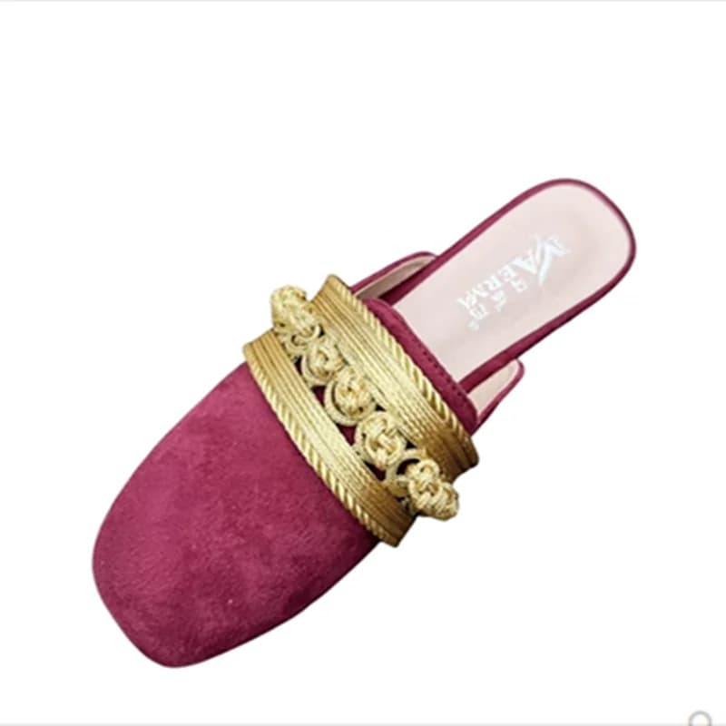 Pantoufles de marche faciles pour femmes, chaussures carrées, Parker large, toboggans marocains, troupeau extérieur, chaussure spongieuse, vin bleu